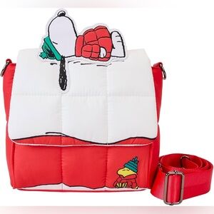NWT - Loungefly Peanuts Snoopy Puffer Quilted Holiday Collection Crossbody Bag